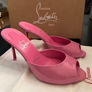 Christian Louboutin Me Dolly Pink Backless Sandal Mule 37 New in Box